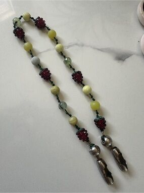 🍇 Ossa NY Beaded Glass Grapes and gemstone phone chain - rare!